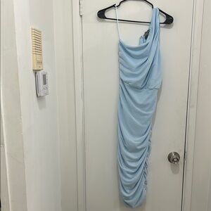 Elegant Light Blue One-Shoulder Dress